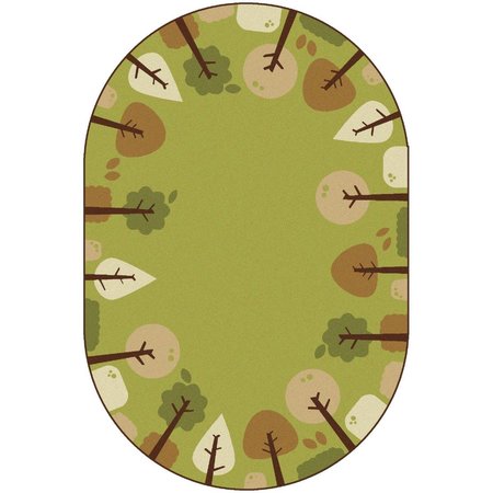 CARPETS FOR KIDS 4 x 6 ft. Kidsoft Tranquil Trees RugGreen Oval 33764